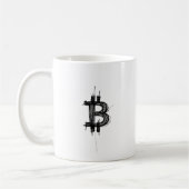 ビットコイン ラインアート ロゴ (黒 ₿) コーヒーマグカップ (左)