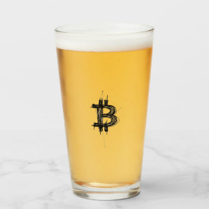 ビットコイン ラインアート ロゴ (黒 ₿) タンブラーグラス