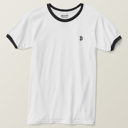 ビットコイン ラインアート ロゴ (黒 ₿) Tシャツ (デザイン正面)