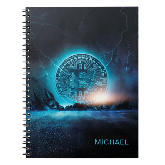 ビットコイン ランディング 暗号資産 BTC パーソナライズド ネーム ノートブック (正面)