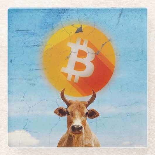 ビットコイン・レジリエント・ブル ガラスコースター (正面)