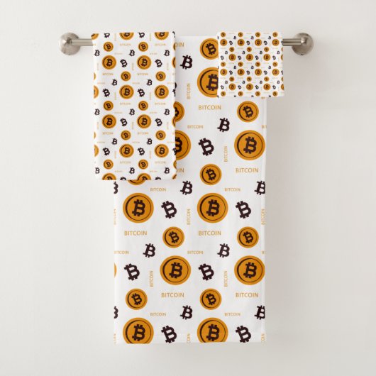 ビットコイン ロゴ パターン デザイン バスタオルセット (インサイチュ)