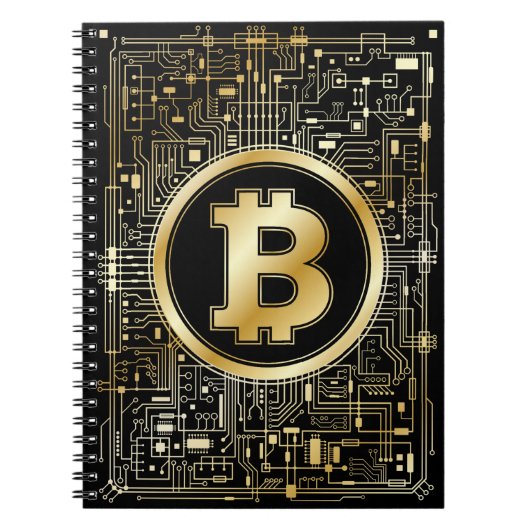 ビットコイン ロゴ 暗号通貨 回路基板 暗号資産 ノートブック (正面)