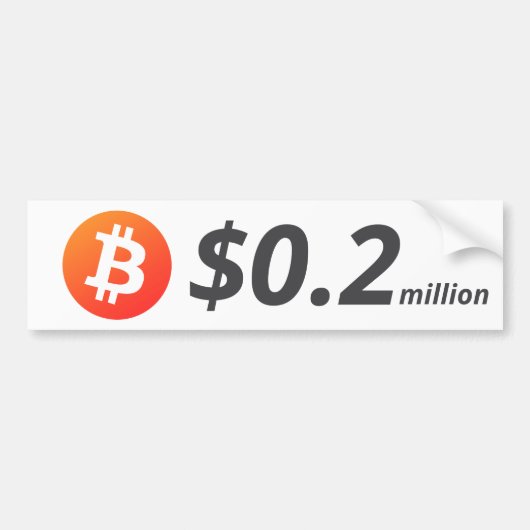 ビットコイン$ 0.2M ($200K) 100万 バンパーステッカー (正面)
