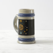 ビットコイン – AI暗号デザイン ビールジョッキ (正面左)