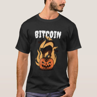 ビットコイン（BTCステートメント＆ハロウィン・パンプキン・キャット・グラフィック Tシャツ