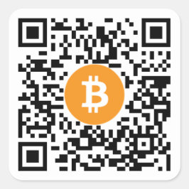 ビットコイン(BTC)財布QRコードステッカー – 正方形 スクエアシール
