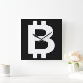 ビットコインBカッコいいウォールクロック スクエア壁時計 (ホーム)
