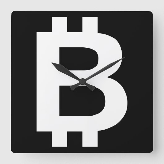 ビットコインBカッコいいウォールクロック スクエア壁時計 (正面)
