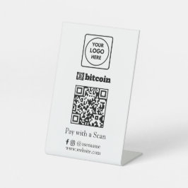 ビットコインQRコード | オリジナルスキャン・トゥ・ペイ ビジネスロゴ 台座サイン