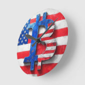 ビットコインUSA ラウンド壁時計 (傾斜)