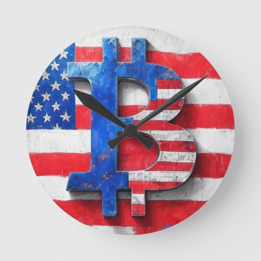 ビットコインUSA ラウンド壁時計 (正面)