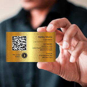 ビットマイQRコードビットコインを受け入れカスタムる金ゴールド 名刺