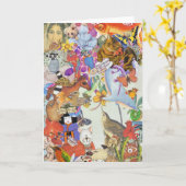 ビット及び下げ振のコラージュ2の挨拶状 カード (黄色い花)