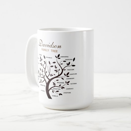 ビッパーソナライズされたク・ファミリー・ツリー(20名) コーヒーマグカップ (正面左)