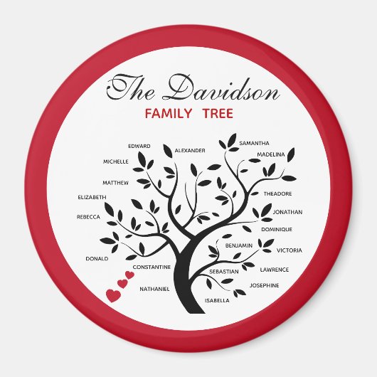 ビッパーソナライズされたク・ファミリー・ツリー（20名） マグネット (正面)
