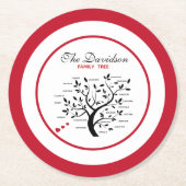 ビッパーソナライズされたク・ファミリー・ツリー(20名) ラウンドペーパーコースター (正面)
