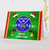 ビッパーソナライズされたク、ホッケークリスマスカード、3サイズ カード (黄色い花)