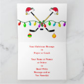 ビッパーソナライズされたク、ホッケークリスマスカード、3サイズ カード (内部)