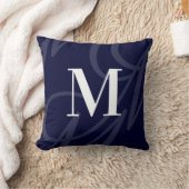 ビッモダンエレガントグモノグラムダークネイビーブルー クッション (ブランケット)