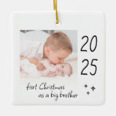 ビッモダングシンプル・ブラザー写真としての初めてのクリスマス セラミックオーナメント (正面)