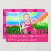 ビッモダングワンベビーガールファースト誕生日パーティー 招待状 (正面/裏面)