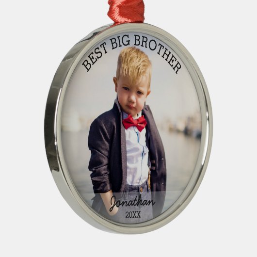 ビッ最高のグブラザー新生児カスタムクリスマスフォト メタルオーナメント (右)