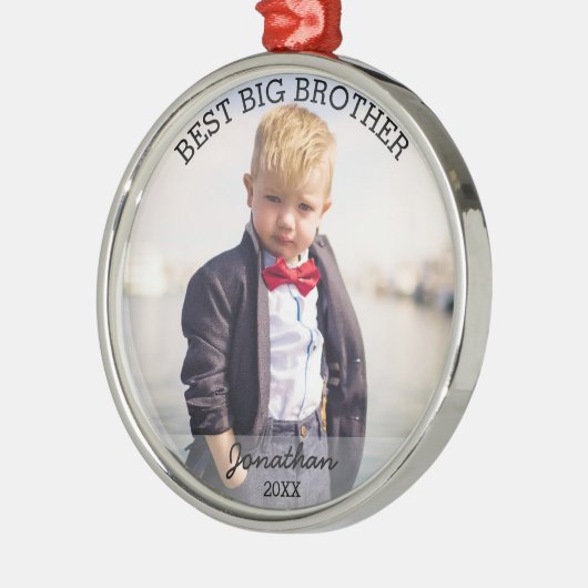 ビッ最高のグブラザー新生児カスタムクリスマスフォト メタルオーナメント (左)