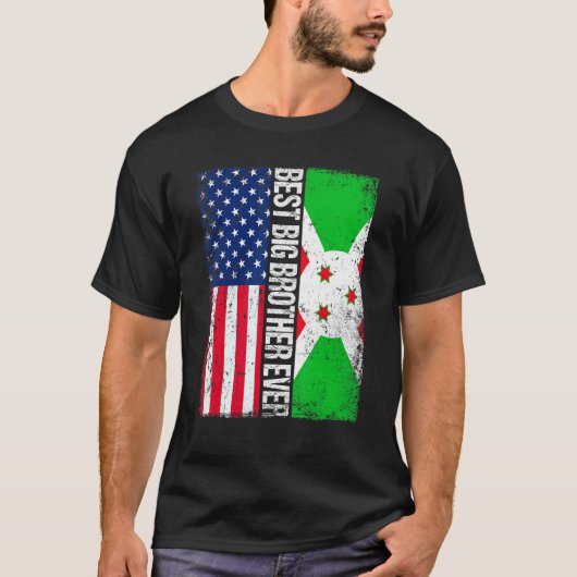 ビッ最高のグ・ブラザーEver Father's Day Burundi Us Fla Tシャツ (正面)