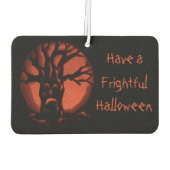 ビッ白熱［赤熱］光を放つク死んだ木のハロウィーンカボチャ カーエアーフレッシュナー (裏面)