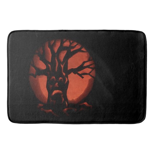 ビッ白熱［赤熱］光を放つク死んだ木のハロウィーンカボチャ バスマット (正面)