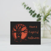 ビッ白熱［赤熱］光を放つク死んだ木のハロウィーンカボチャ ポストカード (スタンド正面)