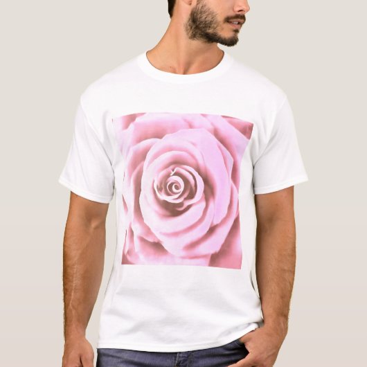 ビッ芸術的ク淡い色の・ピンク・ローズ Tシャツ (正面)