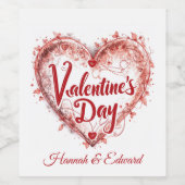 ビッ芸術的ク赤いハートイラストレーションIバレンタイン ワインラベル (シングルラベル)