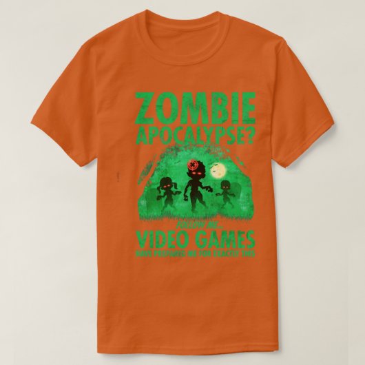 ビデおもしろいオゲーマーハロウィンゾンビ Tシャツ (デザイン正面)