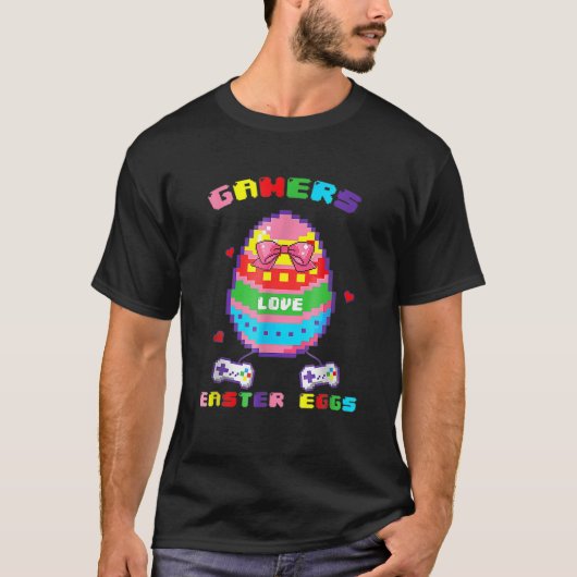 ビデおもしろいオゲームハッピーイースターBunny Gaming Control Tシャツ (正面)