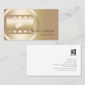 ビデオエディタエレガント金ゴールドビデオストリップアイコン 名刺 (正面/裏面)