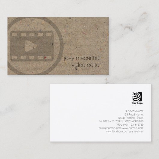 ビデオエディタビデクリップアイコンフィルム写真 名刺 (正面/裏面)