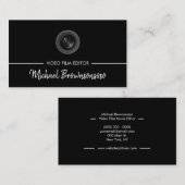 ビデオエディターフィルムメーカーブラックムービーリールロゴ 名刺 (正面/裏面)