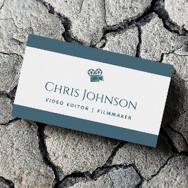 ビデオエディターフィルムメーカー制作ディレクターティール(緑がかった色) 名刺