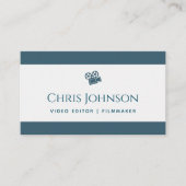 ビデオエディターフィルムメーカー制作ディレクターティール(緑がかった色) 名刺 (正面)