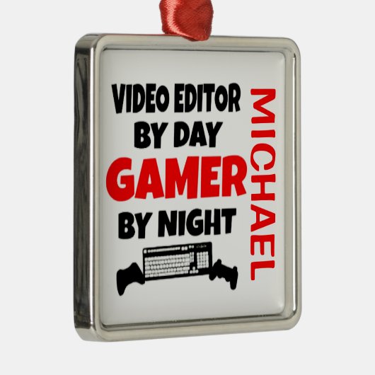 ビデオエディタ遊ーのビデオゲームが大好き メタルオーナメント (右)