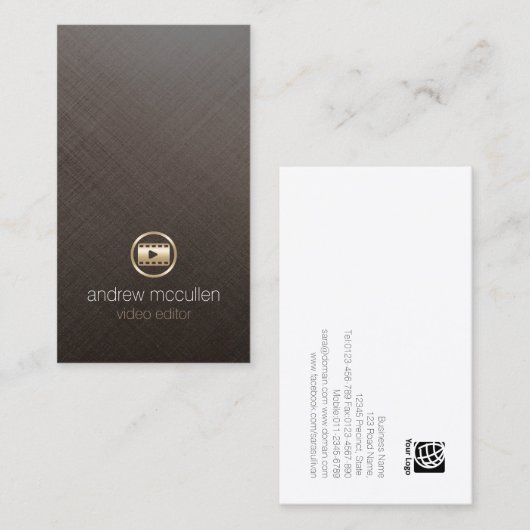 ビデオエディタ金ゴールドビデオクリップつや消しメタル 名刺 (正面/裏面)