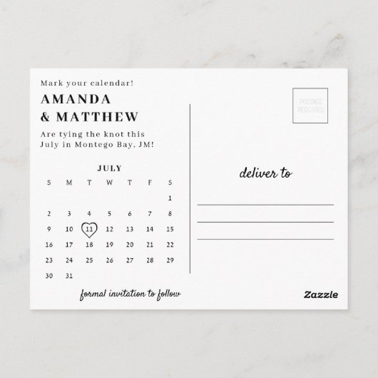 ビデオカメラ写真の結婚式の日付を保存 ポストカード (裏面)