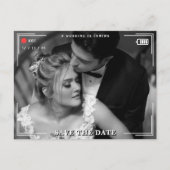 ビデオカメラ写真の結婚式の日付を保存 ポストカード (正面)