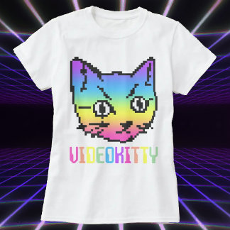 ビデオキティキャットピクセルアートTシャツ Tシャツ