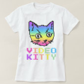 ビデオキティ猫ピクセルアートTシャツ Tシャツ (デザイン正面)