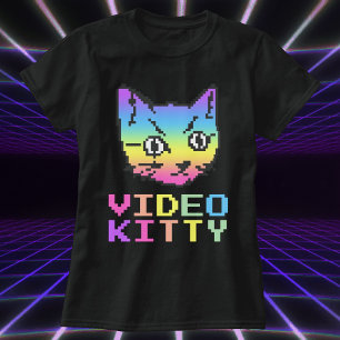 ビデオキティ猫ピクセルアートTシャツ Tシャツ