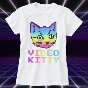 ビデオキティ猫ピクセルアートTシャツ Tシャツ