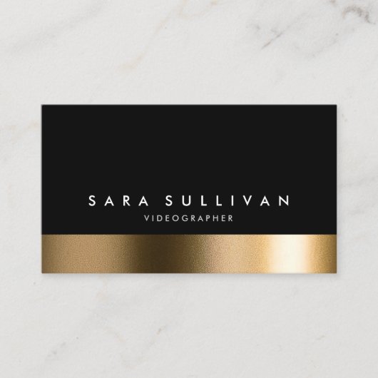 ビデオグラファーはっきりしたブラック金ゴールド名刺 名刺 (正面)